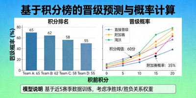 基于积分榜数据的晋级预测模型与概率计算可视化图表
