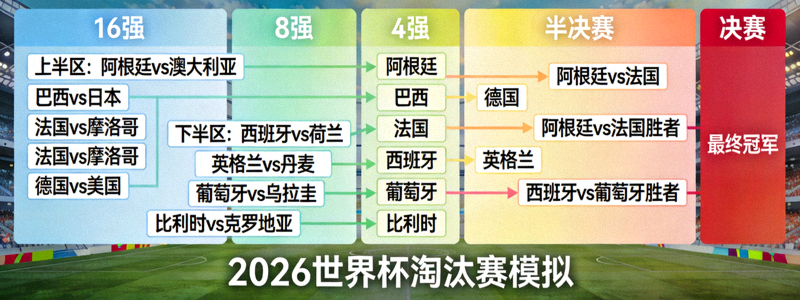 2026世界杯淘汰赛阶段晋级路径模拟图